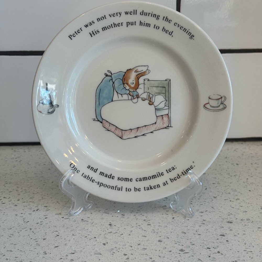 Adorable Wedgwood Peter Rabbit Plate with Blue and Brown Accents